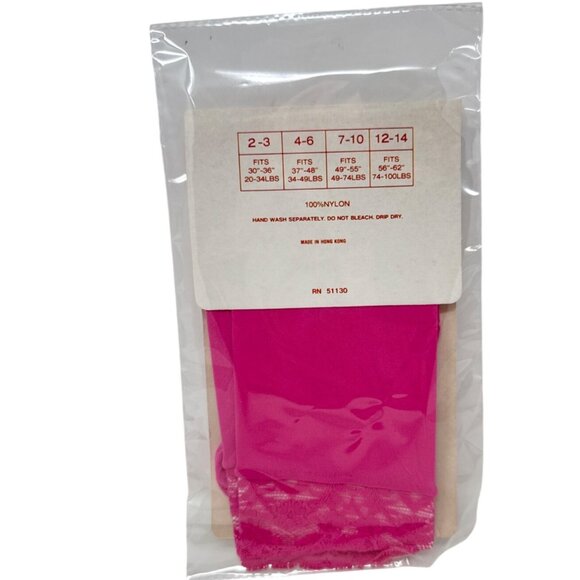 Golden Legs Girls Opaque Footless Tights With Capri Lace Size 7-10 Pink Nylon - Picture 2 of 2